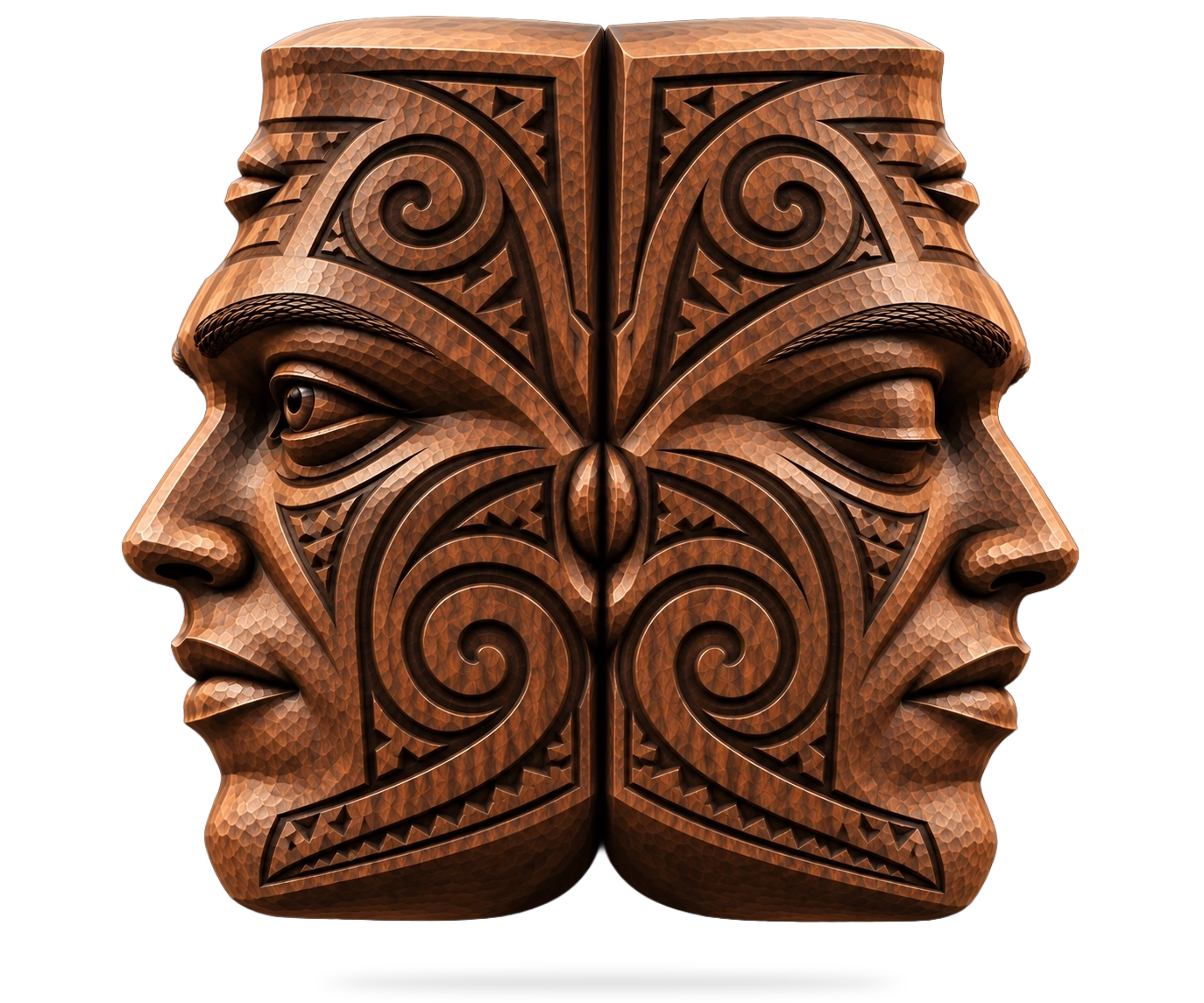 Hand-carved sculptural face